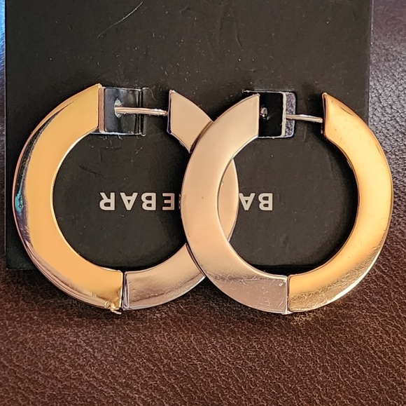 BaubleBar Two-Tone Chunky Hoop Earrings Gold & Silver Geometric Statement - Picture 5 of 5